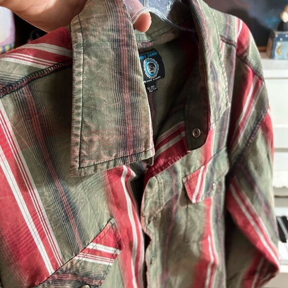 Point Zero Men's Red and Tan Striped Casual Shirt XL - Picture 16 of 16